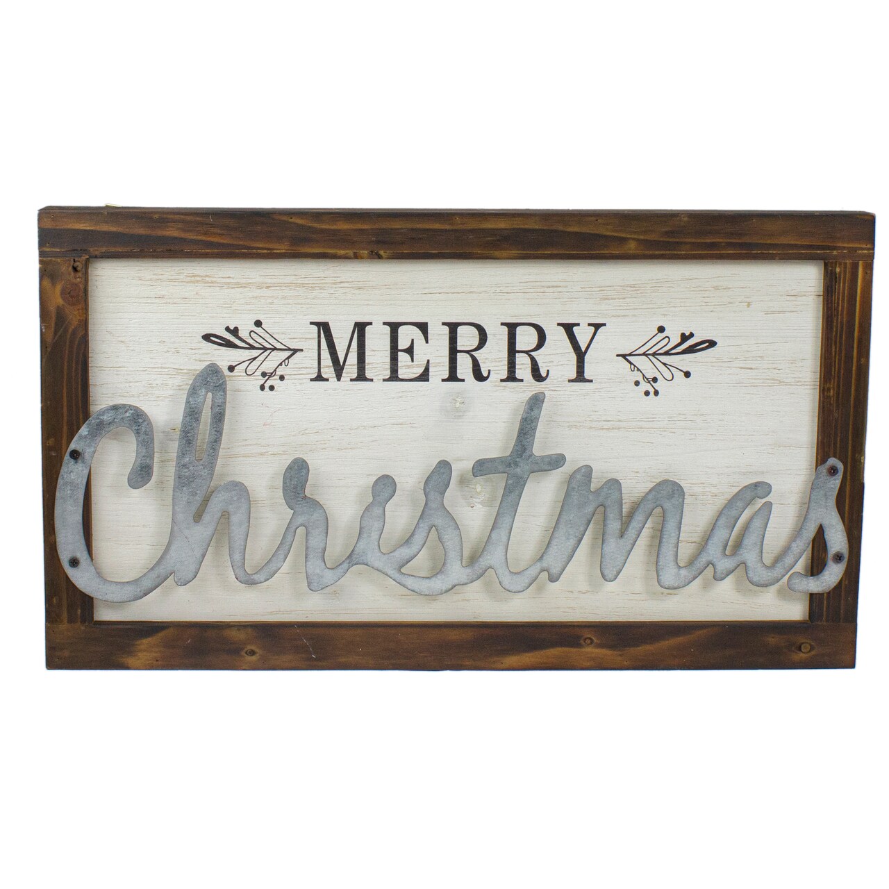 Northlight 18" Merry Christmas Framed Wood and Metal Wall Decoration